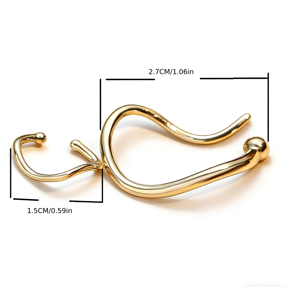 Women's 2pcs Single-Ear Minimalist Asymmetrical Twisted Ear Clips